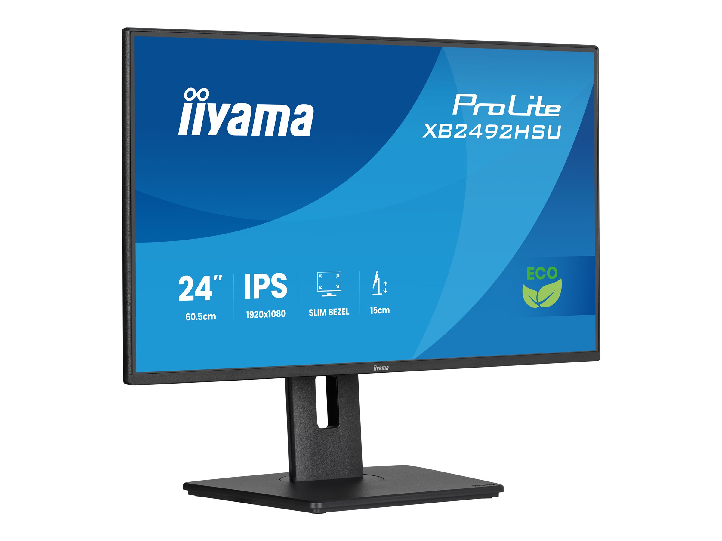 iiyama ProLite XB2492HSU-B1 - LED-Monitor - 61 cm (24") (23.8" sichtbar) - 1920 x 1080 Full HD (1080p) @ 120 Hz - IPS - 300 cd/m² - 1500:1 - 3 ms - HDMI, DisplayPort - Lautsprecher - Schwarz, Matte