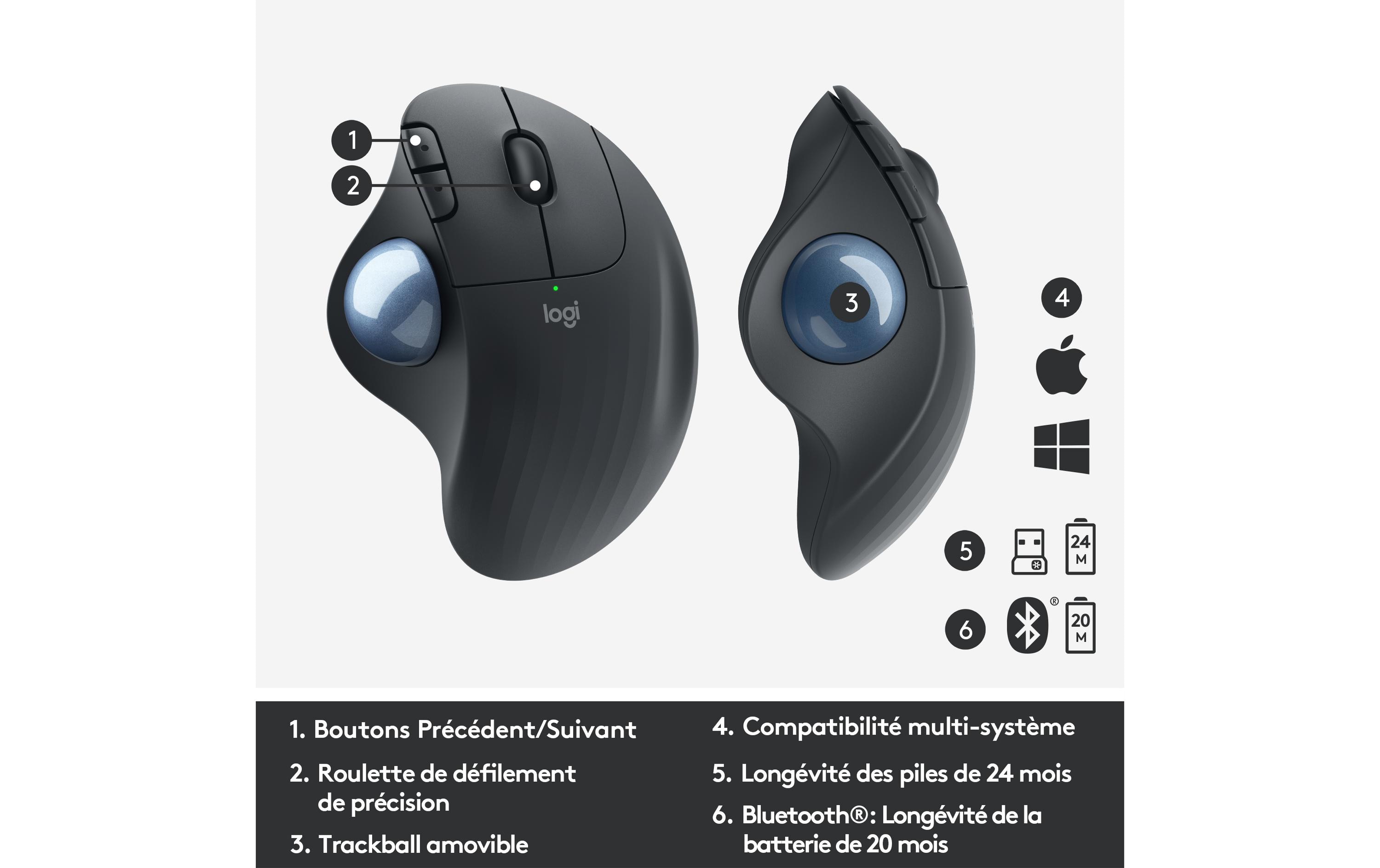 Logitech Ergo Series ERGO M575 - Trackball - Bluetooth 5.0 LE
2.4 GHz - Graphite