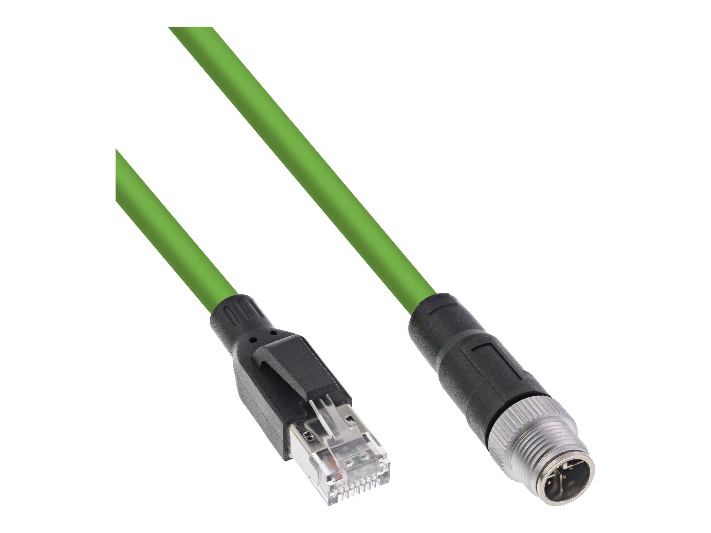 InLine - Netzwerkkabel - 8 pin M12-X (M) zu RJ-45 (M) - 10 m - 6.8 mm - SF/UTP - CAT 6a - IEEE 802.3bt - halogenfrei, ohne Haken, X-kodiert - grün