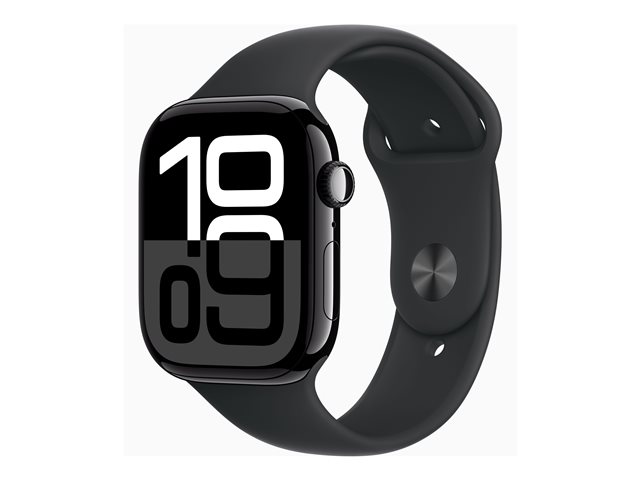 Apple Watch Series 10 GPS 46mm Jet Black Aluminium Case mit Black Sport Band - M/L (MWWQ3QF/A)