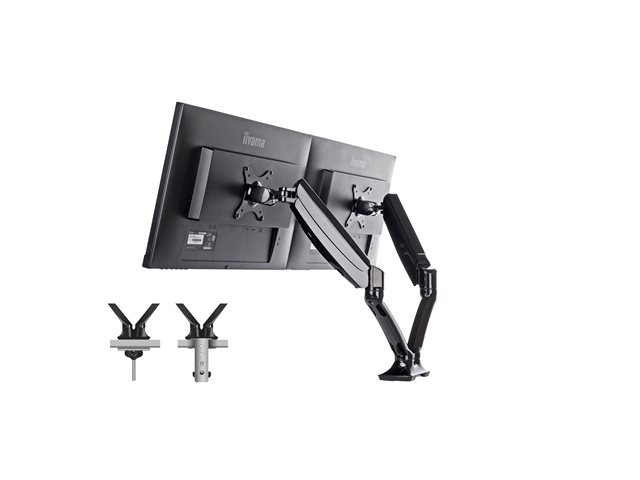 Iiyama DS3002C-B1 Befestigungskit - einstellbarer Arm - für 2 Monitore - Schwarz