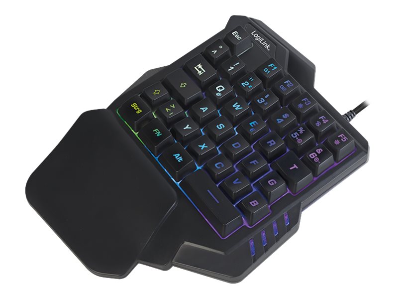 LogiLink Illuminated one-hand gaming - Tastatur - Schwarz Eingabegerät