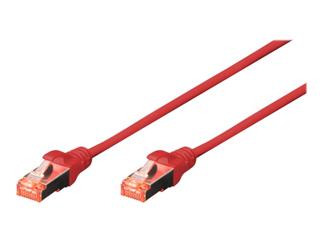 DIGITUS - Patch-Kabel - RJ-45 (M) zu RJ-45 (M) - 50 cm - SFTP - CAT 6 - geschirmt, halogenfrei, ohne Haken - Rot, RAL 3020