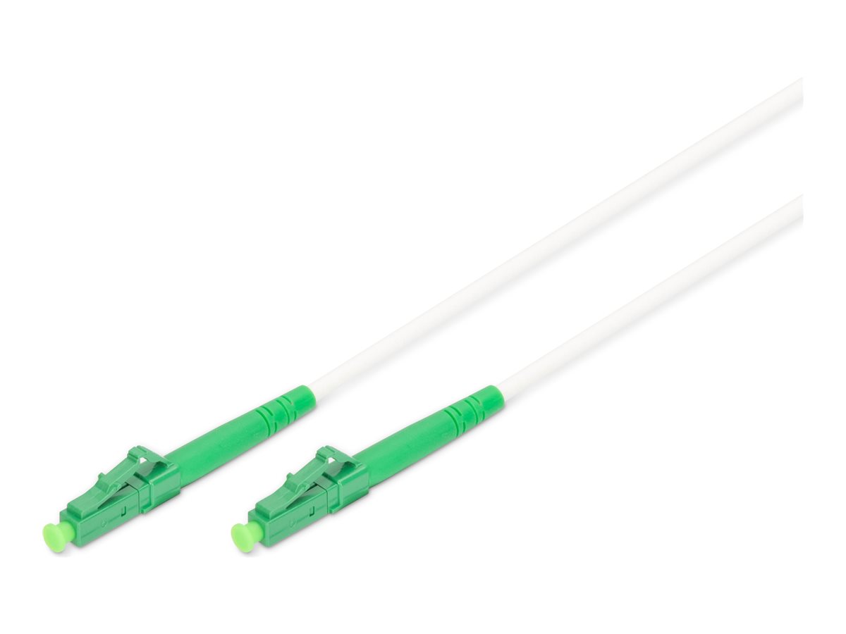 DIGITUS - Patch-Kabel - LC/APC Einzelmodus (M) zu LC/APC Einzelmodus (M) - 10 m - 3 mm - Glasfaser - Simplex - 9/125 Mikrometer - halogenfrei, G.657A2, flexibel - weiß