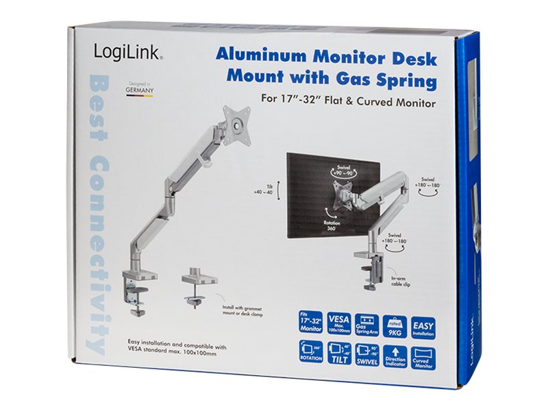 LogiLink Befestigungskit - einstellbarer Arm - für LCD-Display / Curved LCD-Display