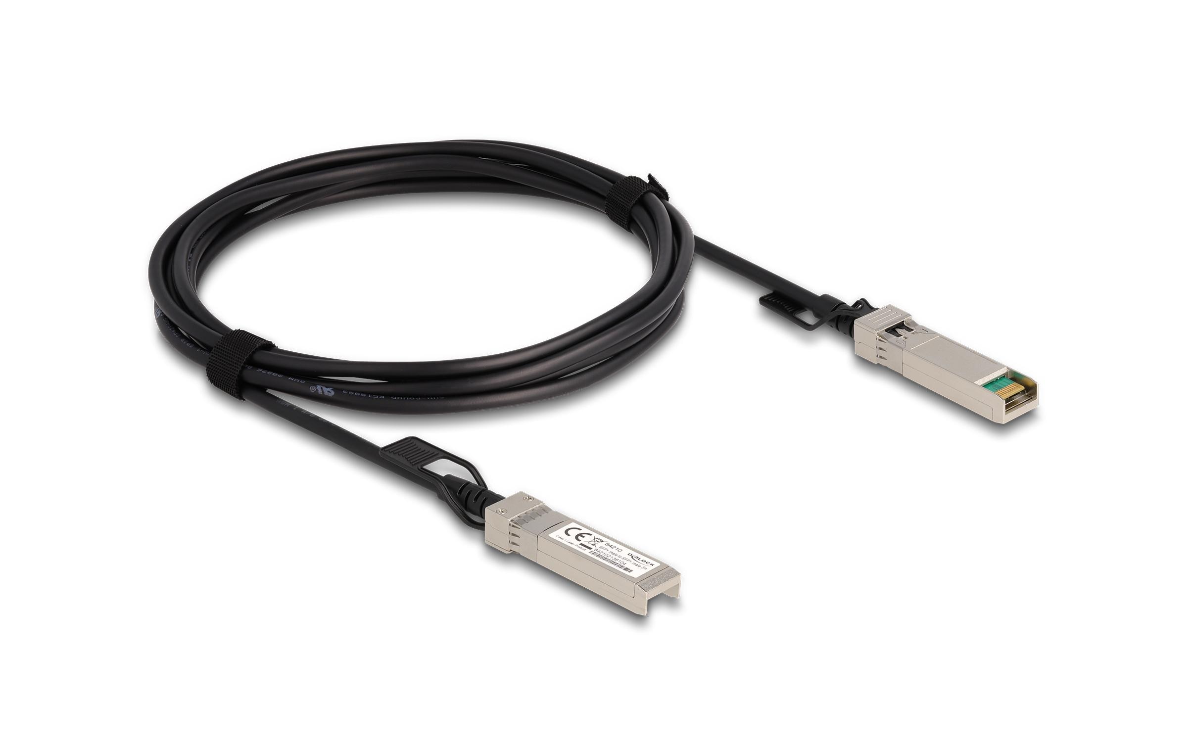 Delock - Direktanschlusskabel - SFP+ (M) zu SFP+ (M) - 3 m - 5 mm - twinaxial - SFF-8431/SFF-8432 - passiv - Schwarz