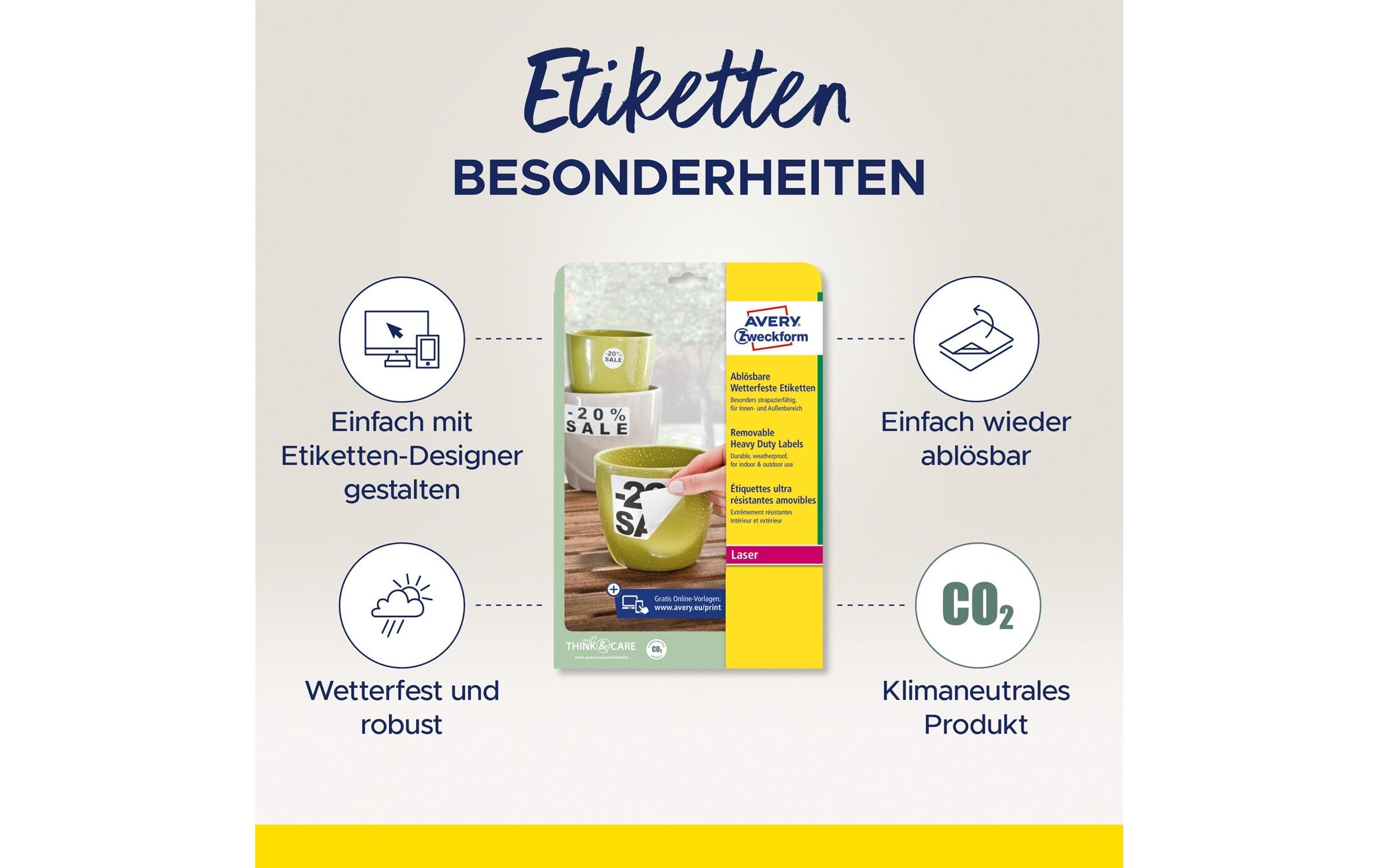 Avery Zweckform Universal-Etiketten 45.7 x 21.2 mm, 20 Blatt