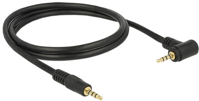 Delock - Headset-Kabel - 4-poliger Mini-Stecker männlich zu 4-poliger Mini-Stecker männlich gewinkelt - 1 m - Schwarz
