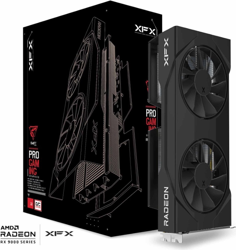 XFX Radeon RX 9060XT Swift Dual Fan OC Black 16GB - 16GB GDDR6, 2x HDMI, 2x DP