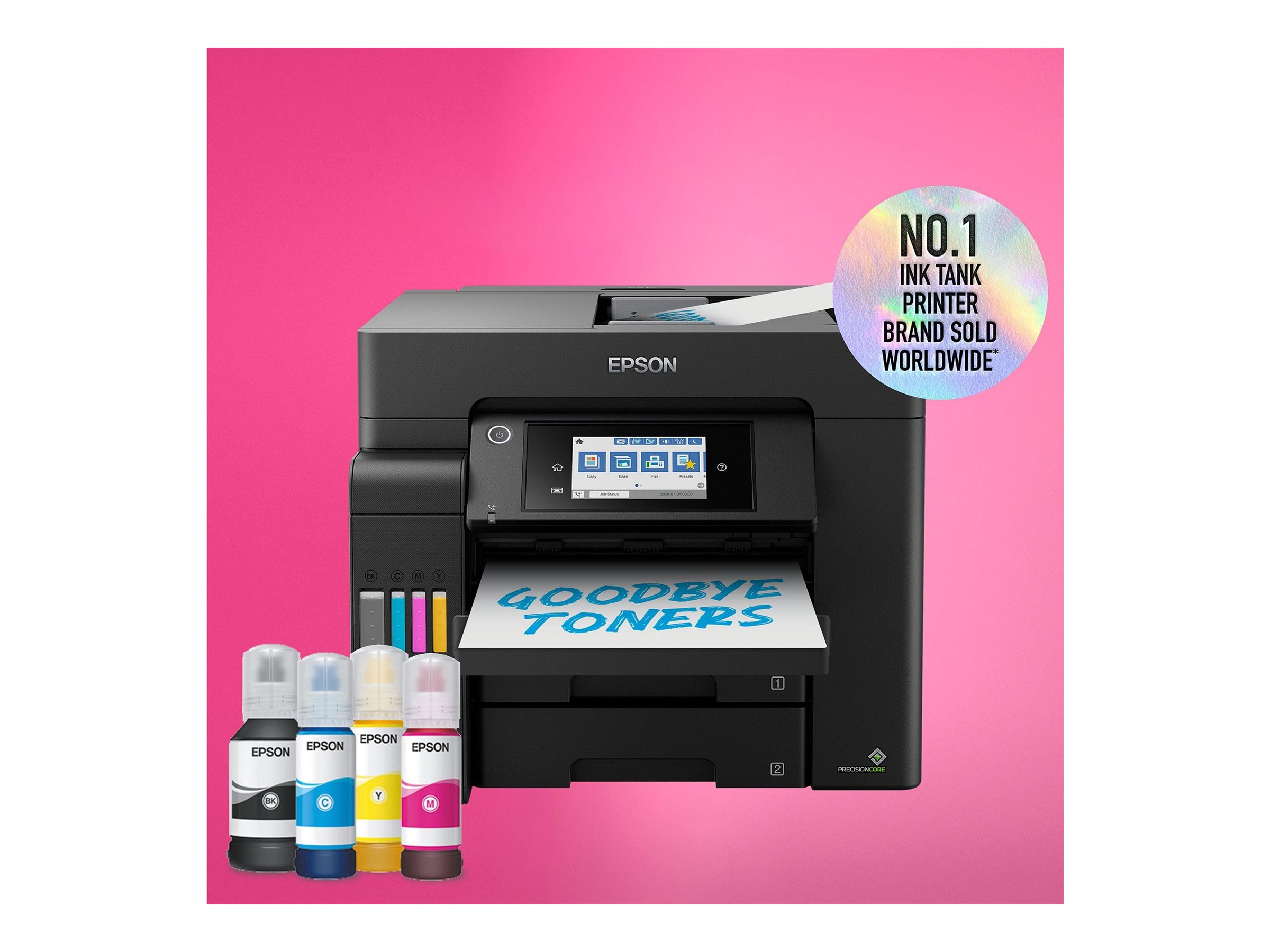 Epson EcoTank ET-5805 - Multifunktionsdrucker - Farbe - Tintenstrahl - ITS - A4/Legal (Medien) - bis zu 25 Seiten/Min. (Drucken) - 550 Blatt - 33.6 Kbps - USB, LAN, Wi-Fi(ac) - Schwarz