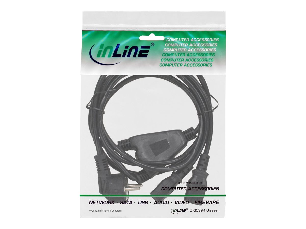 InLine - Netz-Splitter - Typ F (M) zu power IEC 60320 C13 - 1 m - Schwarz - Deutschland
