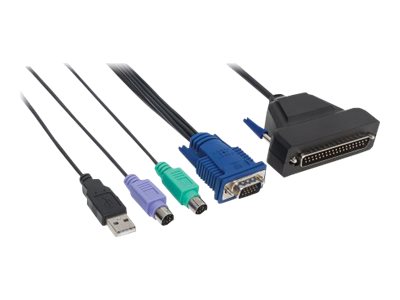 Intellinet 1-Port VGA-Kabel für KVM-Konsole, Zur Verwendung mit Intellinet Rackmount-Konsolen 508032 oder 507981, enthält PS/2-, USB- und VGA-Stecker - Tastatur- / Video- / Maus- (KVM-) Kabel - DB-37 (M) bis USB, PS/2, HD-15 (VGA) (M) - 1.8 m
