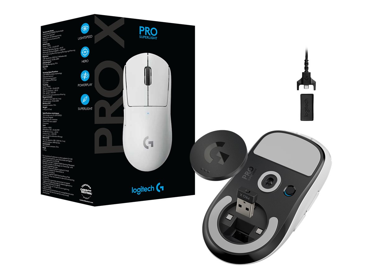 Logitech PRO X SUPERLIGHT Wireless Gaming Mouse - Maus - 2.4 GHz - weiß