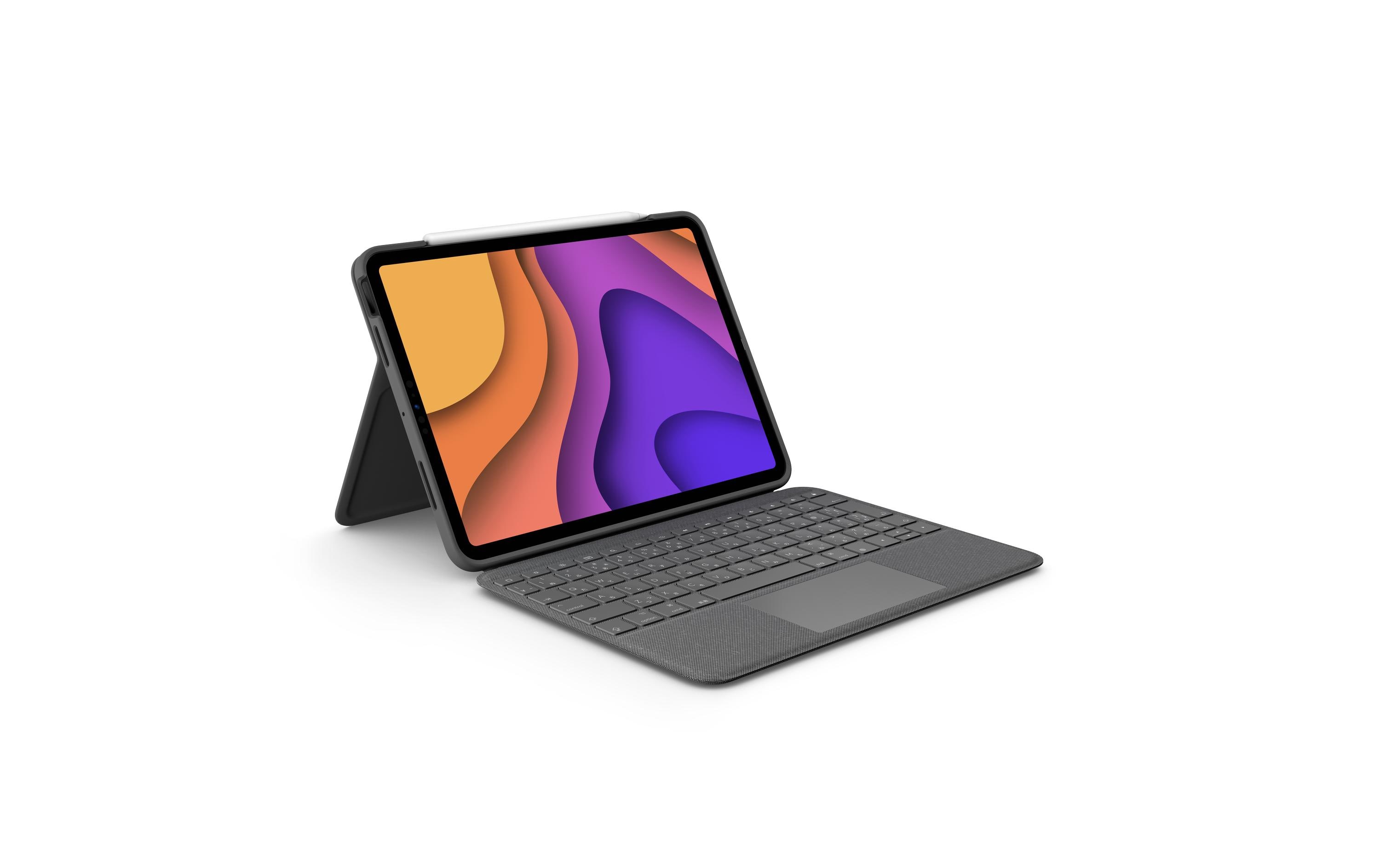 Logitech Folio Touch - Tastatur und Foliohülle - mit Trackpad - QWERTZ - Schweiz - Oxford Gray Eingabegerät