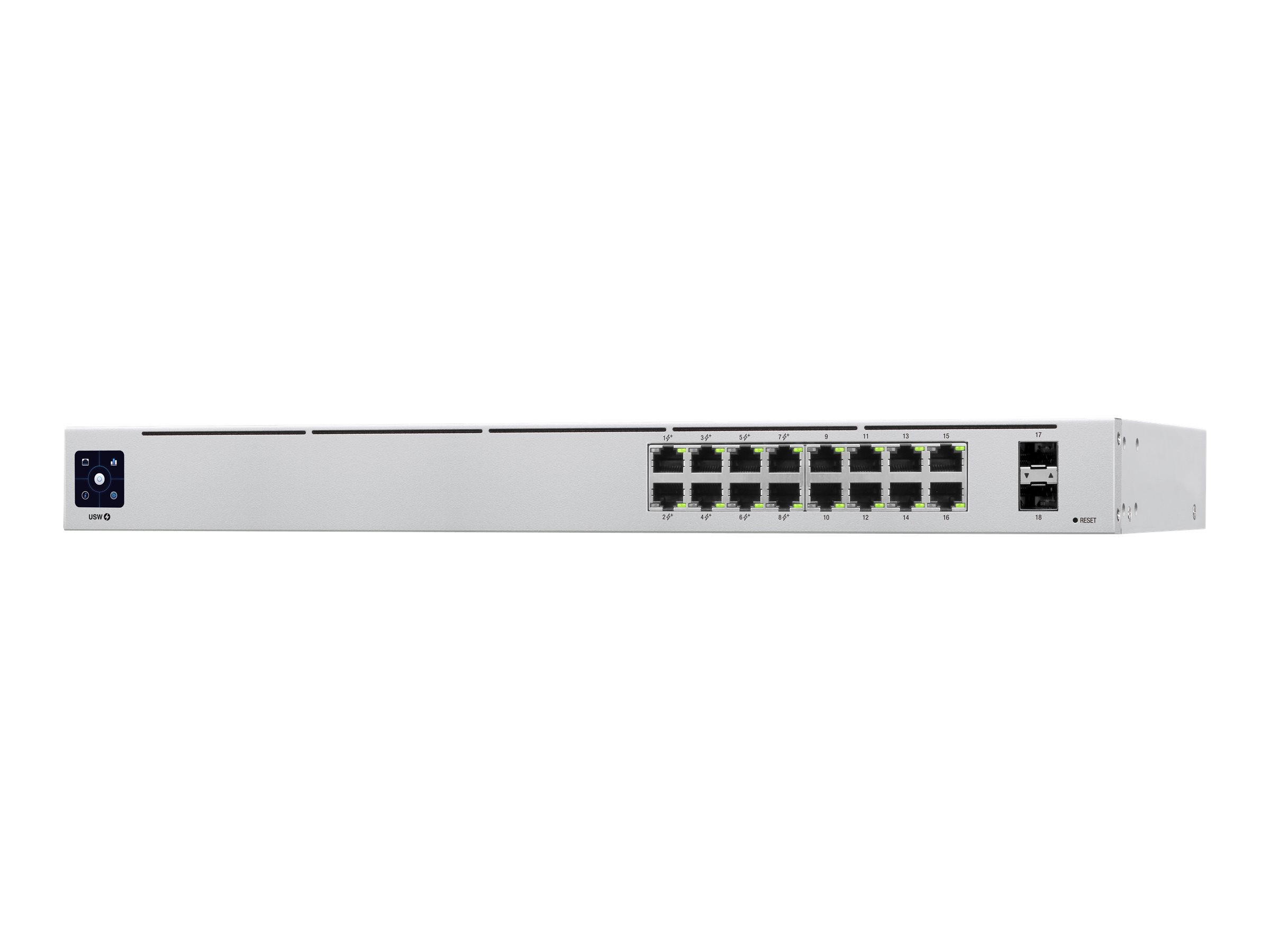 Ubiquiti UniFiSwitch 16 Rackmount Gigabit Managed Switch, 16x RJ-45, 2x SFP, PoE+, Gen2 (USW-16-POE)