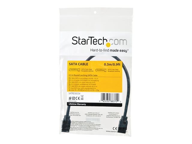 StarTech.com 0.3 m Round SATA Cable - Latching Connectors - 6Gbs SATA Cable - SATA-Kabel - Serial ATA 150/300/600 - SATA (R) eingerastet zu SATA (R) eingerastet - 30 cm - rund - Schwarz