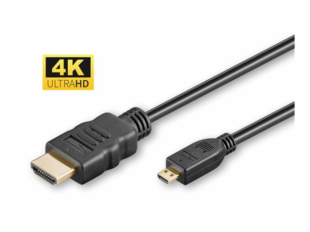 MicroConnect - Highspeed - HDMI-Kabel mit Ethernet - 19 pin micro HDMI Type D männlich zu HDMI männlich - 5 m - Schwarz - unterstützt 4K 60 Hz (4096 x 2160)