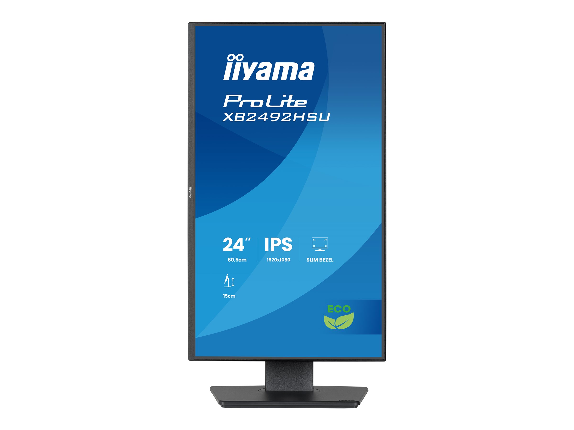 iiyama ProLite XB2492HSU-B1 - LED-Monitor - 61 cm (24") (23.8" sichtbar) - 1920 x 1080 Full HD (1080p) @ 120 Hz - IPS - 300 cd/m² - 1500:1 - 3 ms - HDMI, DisplayPort - Lautsprecher - Schwarz, Matte