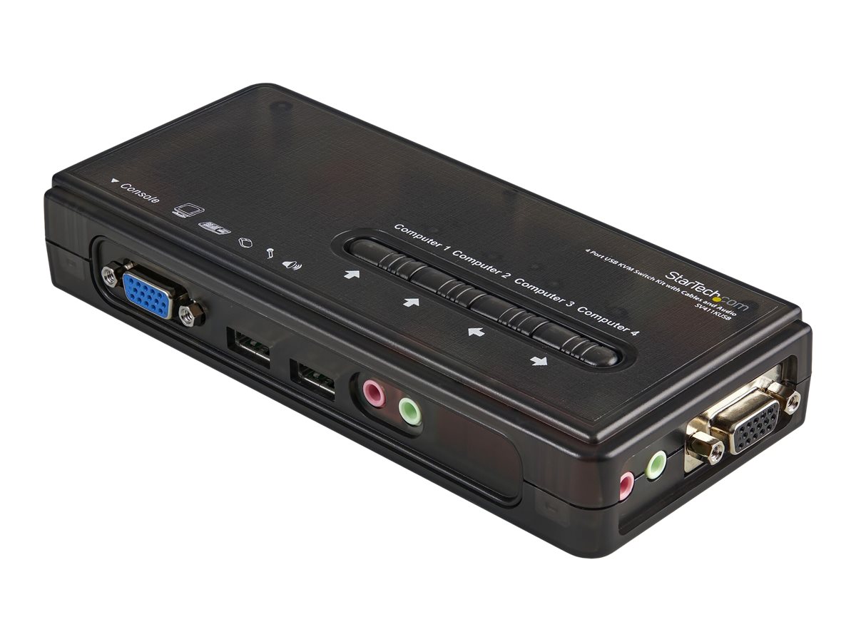 StarTech.com 4 Port VGA / USB KVM Switch inkl. Kabel und Audio - 4-fach VGA Desktop Umschalter - KVM-/Audio-Switch - 4 x KVM/Audio - 1 lokaler Benutzer - Desktop