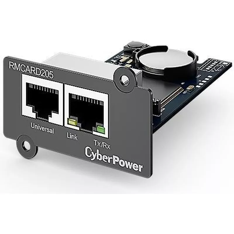 CyberPower RMCARD205 Netzwerkkarte 100MB, IPv4/v6, SNMPv1/v3, HTTP/HTTPs, TCP/IP, UDP, DHCP, NTP, DNS, SMTP, SSH, SSL, TLS, Telnet, FTP und Syslog, komp. mit ext. Sensor (Optional), für Expansion Port"