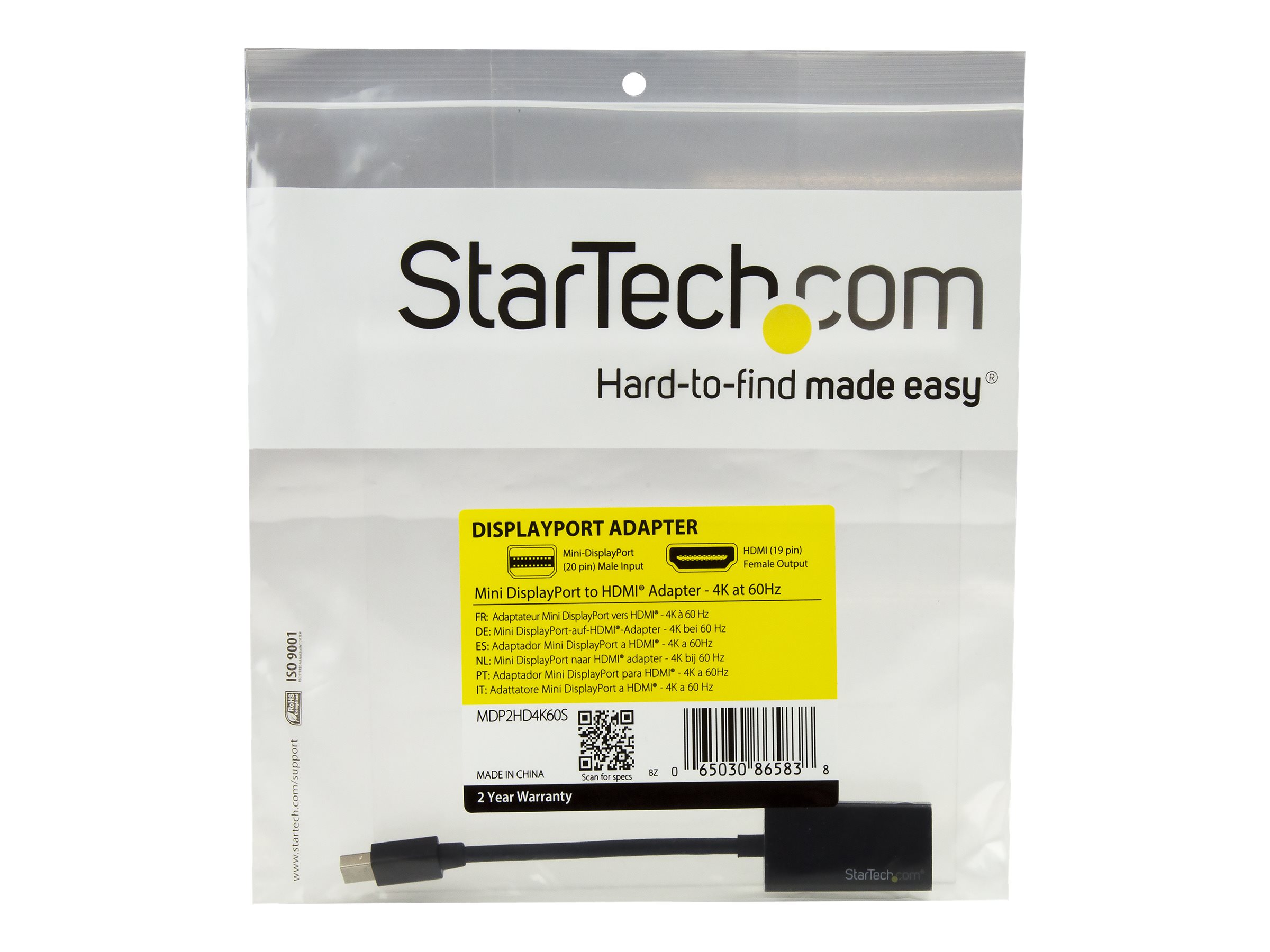 StarTech.com Mini DisplayPort auf HDMI Adapter - 4K mDP zu HDMI Konverter - UHD 4K 60Hz - Videokonverter