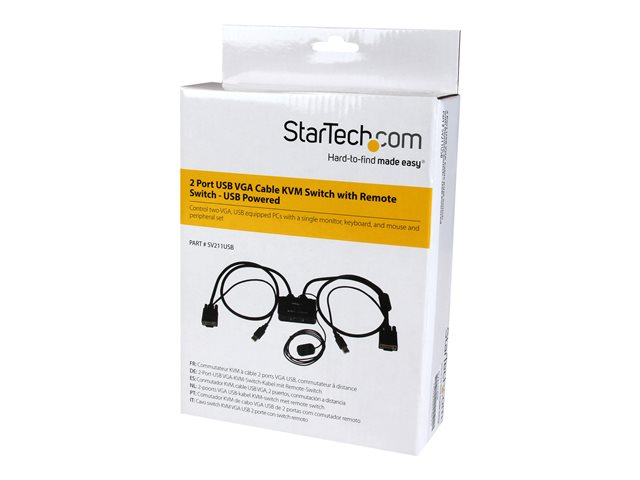 StarTech.com 2 Port VGA USB KVM Switch Kabel - VGA KVM Umschalter USB Powered mit Fernumschaltung - KVM-Switch - 2 x KVM port(s) - 1 lokaler Benutzer - Desktop