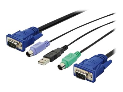 DIGITUS Octopus - Tastatur- / Video- / Maus- (KVM-) Kabel - USB, PS/2, HD-15 (VGA) (M) zu HD-15 (VGA) (M) - 1.8 m - Schwarz