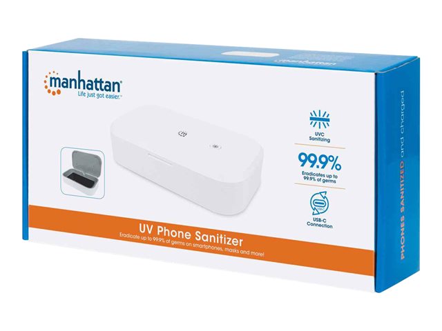 Manhattan UV Phone Sanitizer (Clearance Pricing)
Integrated UV LEDs to eliminate germs
viruses and bacteria
Quick 1-minute or 5-minute cleaning cycle
Auto-off UV light when opened
White
Three Year Warranty
Retail Box - UV-Desinfektionskammer für Handy