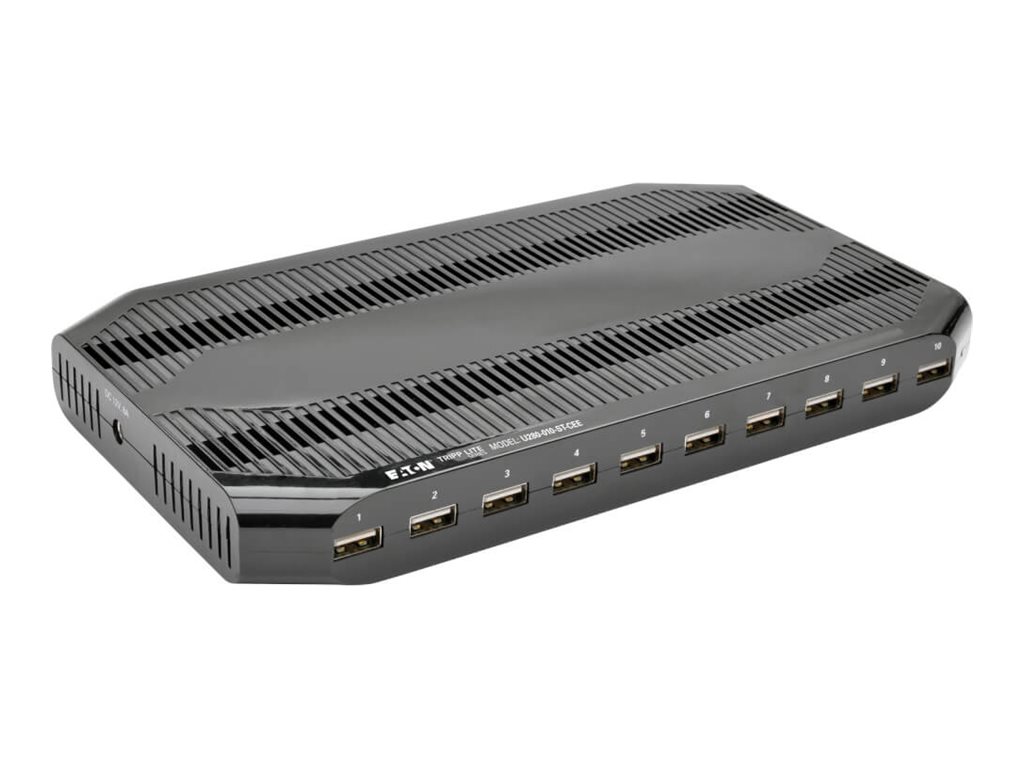 Tripp U280-010-ST-CEE 10-Port-USB-Ladestation mit einstellbarem Speicher - 12 V 8 A (96 W) USB-Ladegerät-Ausgang - Schuko-Netzkabel - Jede Marke - USB - Schwarz - Digital/Daten - 4-polig