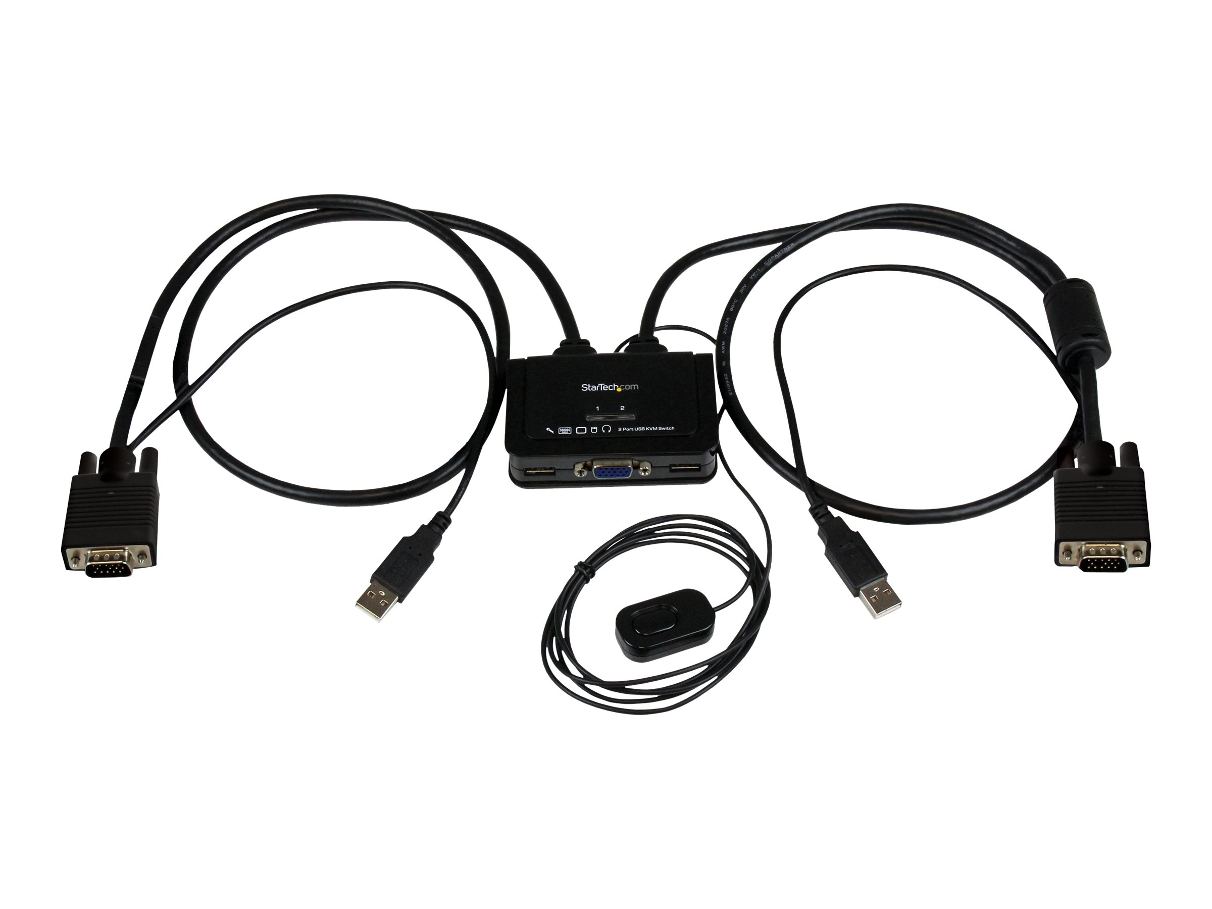 StarTech.com 2 Port VGA USB KVM Switch Kabel - VGA KVM Umschalter USB Powered mit Fernumschaltung - KVM-Switch - 2 x KVM port(s) - 1 lokaler Benutzer - Desktop