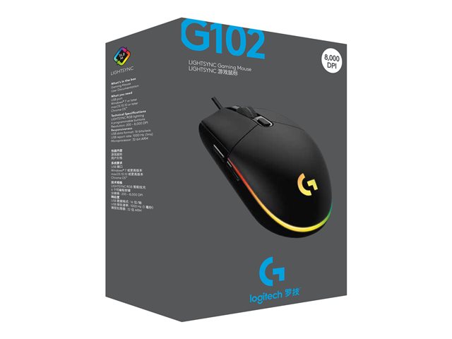 Logitech Gaming Mouse G102 LIGHTSYNC - Maus - USB - Schwarz