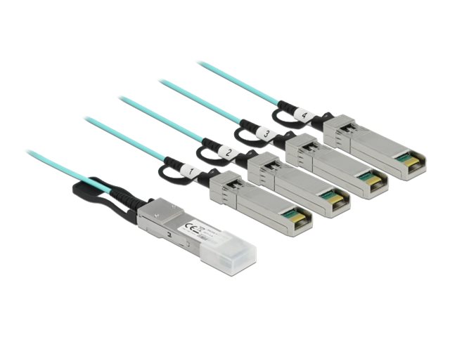 Delock - Ethernet 40 GBase-AOC-Kabel - QSFP+ (M) zu SFP+ (M) - 3 m - 3 mm - SFF-8436 - Active Optical Cable (AOC) - Aquamarin