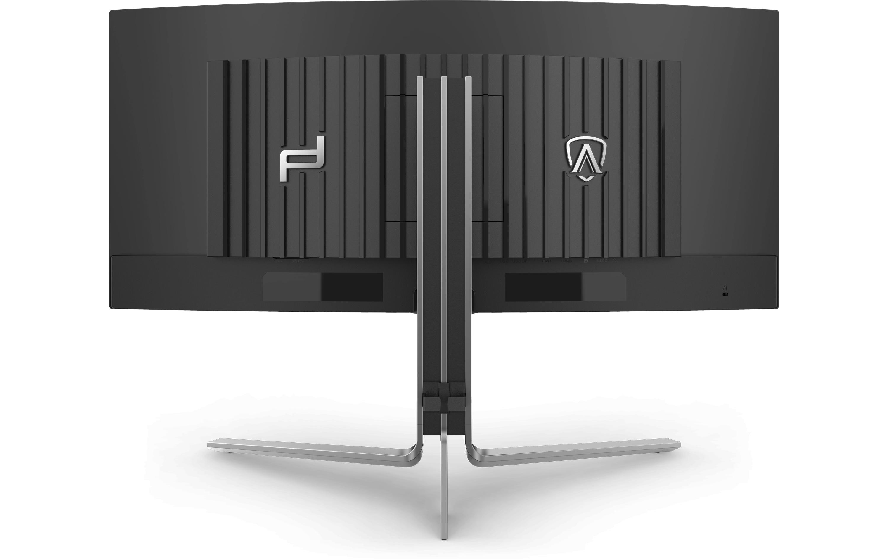 AOC AGON PRO PD34 Porsche Design - OLED-Monitor - Gaming - gebogen - USB - 86.36 cm (34") - 3440 x 1440 WQHD @ 240 Hz - 1000 cd/m² - 15000000:1 - DisplayHDR 400 True Black - 0.03 ms - 2xHDMI, 2xDisplayPort, USB-C - Lautsprecher - Schwarz, Silber