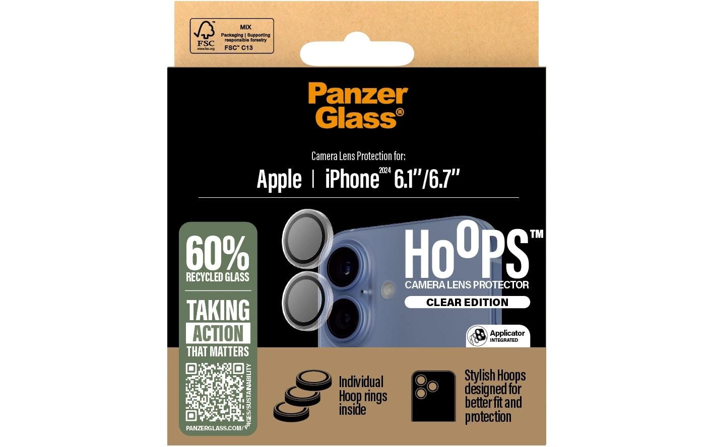 PanzerGlass Hoops - Objektivschutz für Handy - durchsichtig - für Apple iPhone 16, 16 Plus
