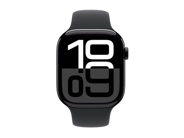 Apple Watch Series 10 GPS 46mm Jet Black Aluminium Case mit Black Sport Band - S/M (MWWP3QF/A)