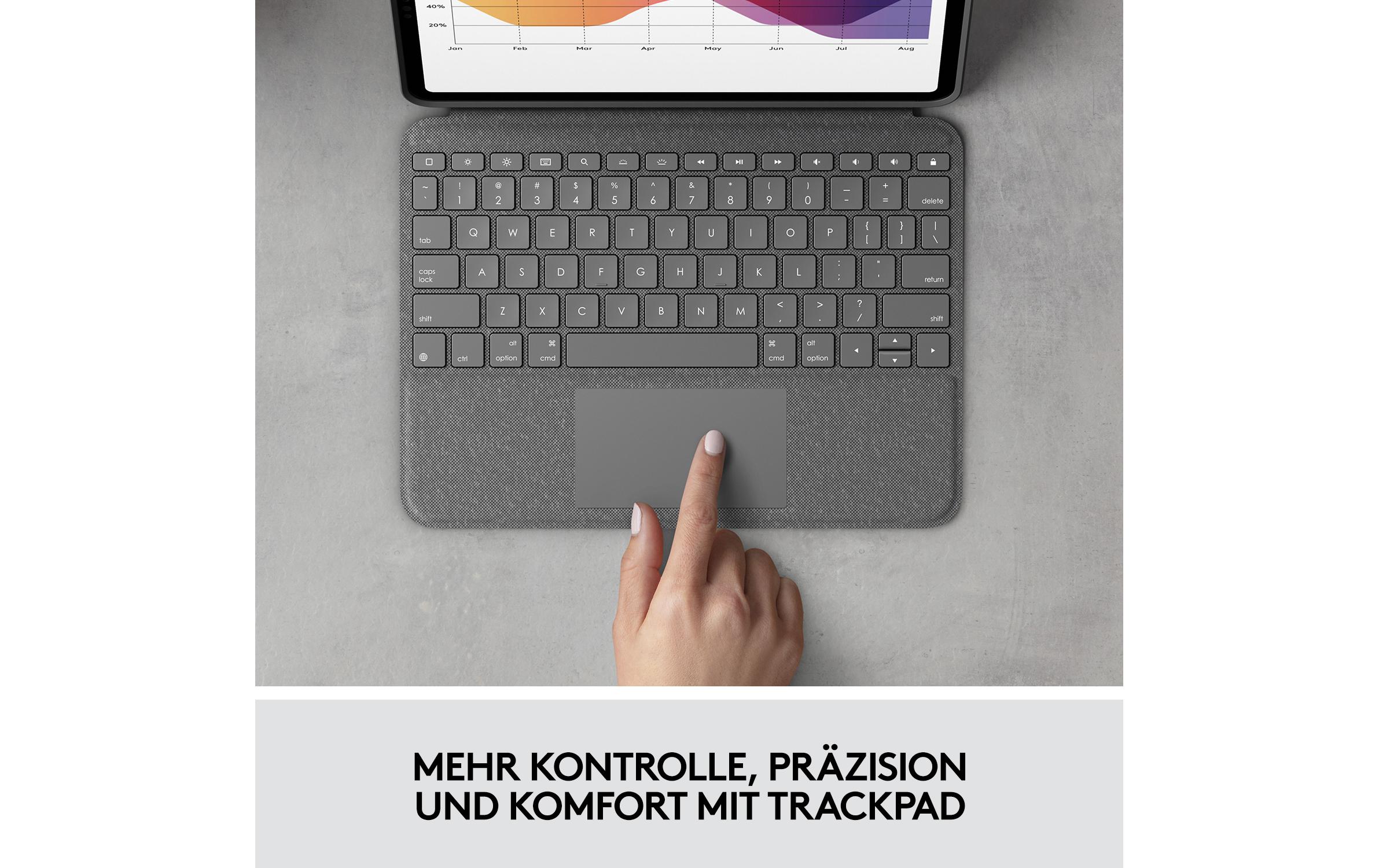 Logitech Folio Touch - Tastatur und Foliohülle - mit Trackpad - QWERTZ - Schweiz - Oxford Gray Eingabegerät