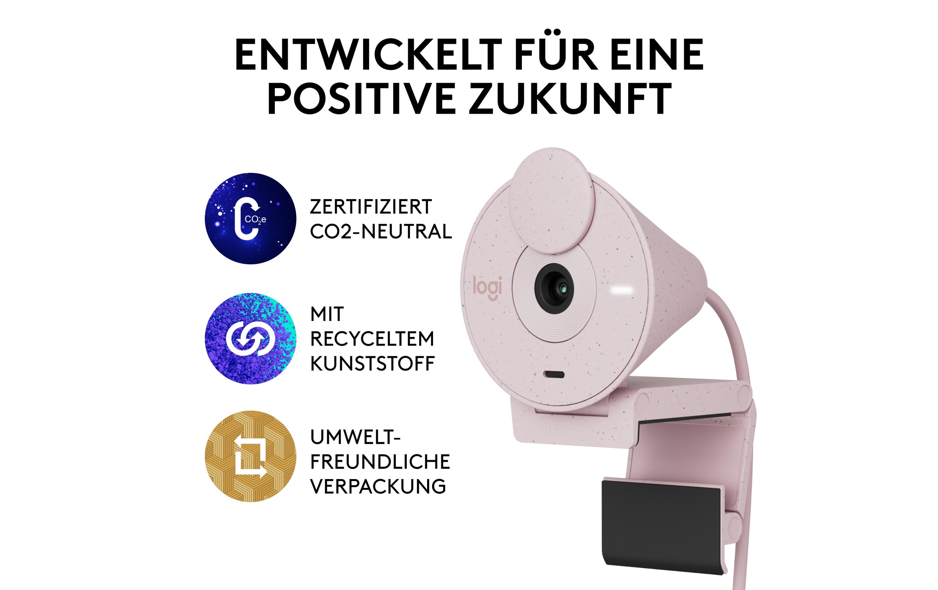 Logitech BRIO 300 - Webcam - Rose - 2 MP - 1920 x 1080 - 1080p, 720p - Audio - USB-C