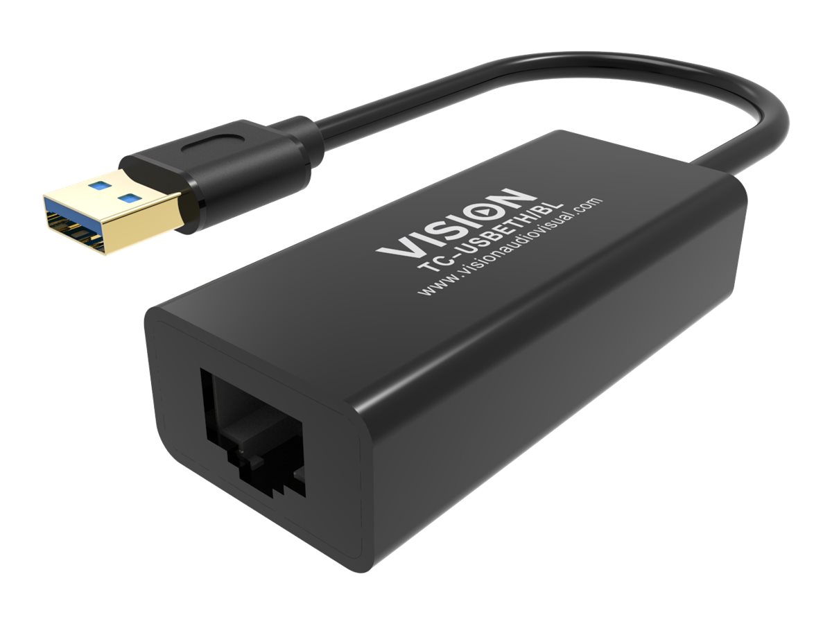 Vision TC-USBETH/BL - Netzwerkadapter - USB 2.0 - Gigabit Ethernet x 1