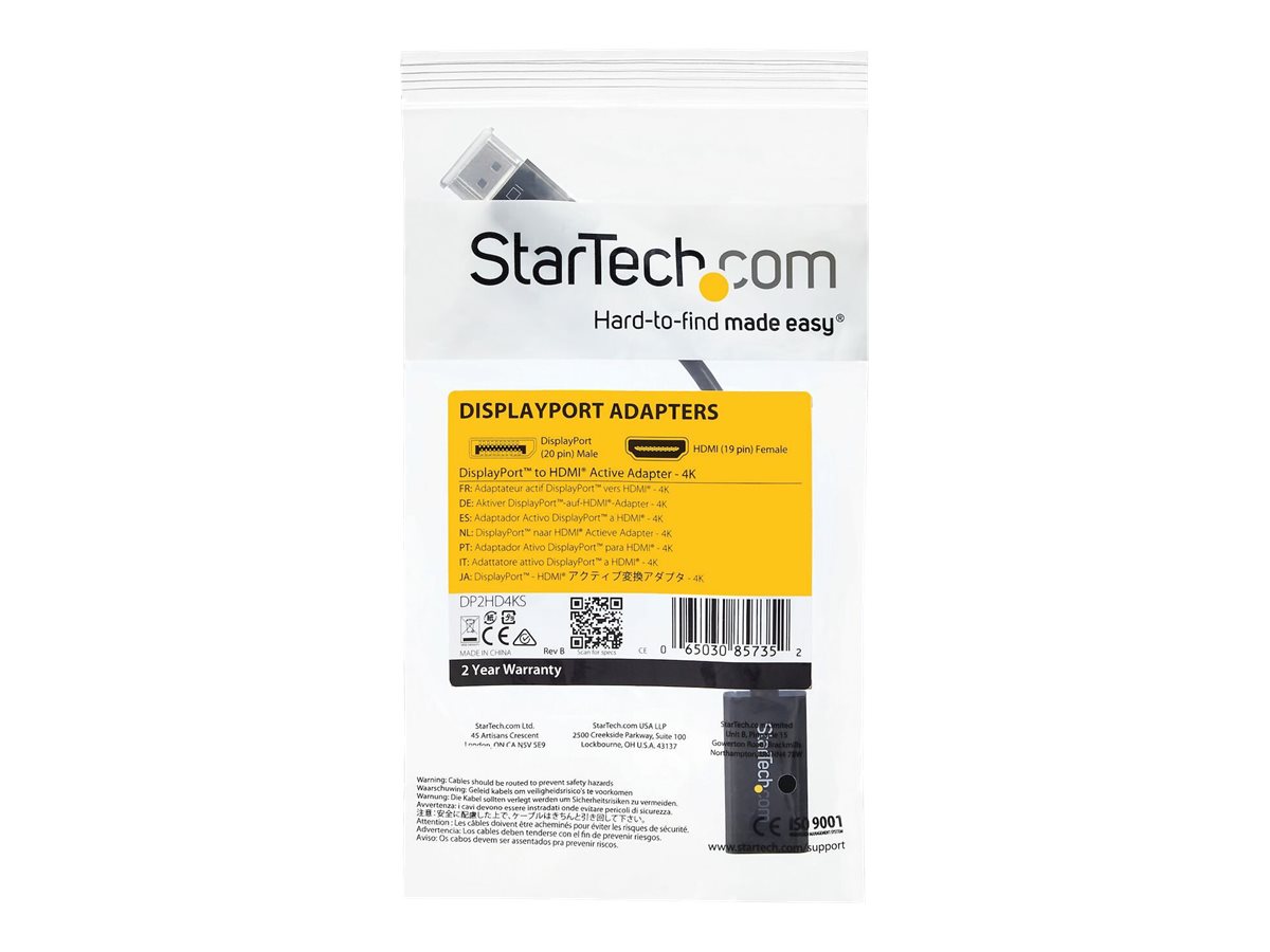 StarTech.com DisplayPort auf HDMI 4k @ 30Hz Adapter - DP 1.2 zu HDMI Video und Audio aktiv Konverter 1080p @ 60Hz für Computer / Laptop - Videokonverter
