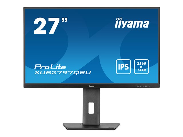 iiyama ProLite XUB2797QSU-B1 - LED-Monitor - 68.5 cm (27") - 2560 x 1440 WQHD @ 100 Hz - IPS - 250 cd/m² - 1300:1 - 1 ms - HDMI, DisplayPort - Lautsprecher - mattschwarz