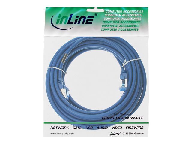 InLine - Patch-Kabel - RJ-45 (M) zu RJ-45 (M) - 10 m - SSTP-Kabel - CAT 6a - halogenfrei - Blau