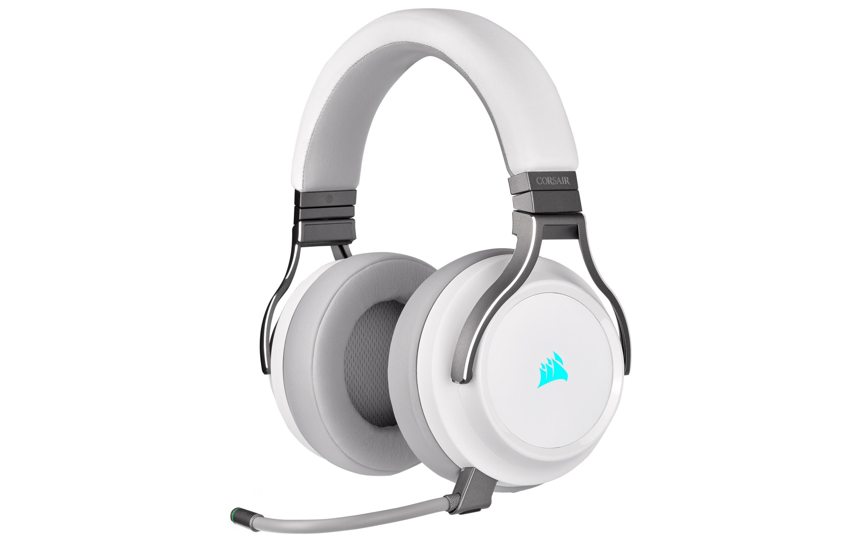 CORSAIR Gaming VIRTUOSO RGB - Headset - ohrumschließend - 2,4 GHz - kabellos - USB, 3,5 mm Stecker - weiß