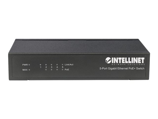 Intellinet 5-Port Gigabit Ethernet PoE+ Switch
4 x PSE Ports
IEEE 802.3at/af Power over Ethernet (PoE+/PoE) Compliant
60 W
Desktop - Switch - 5 AnschlÃ¼sse