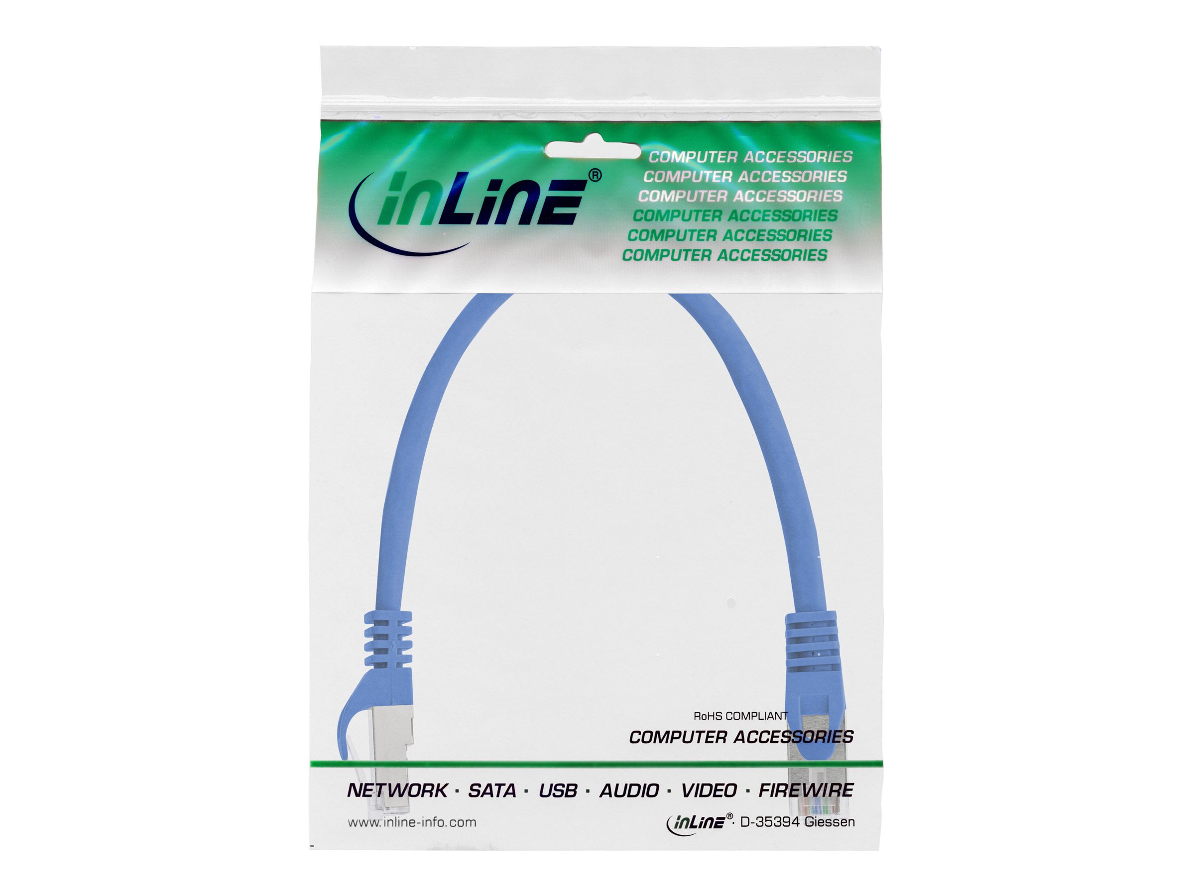 InLine - Patch-Kabel - RJ-45 (M) zu RJ-45 (M) - 30 cm - Foiled Unshielded Twisted Pair (F/UTP) - CAT 5e - geformt - Blau