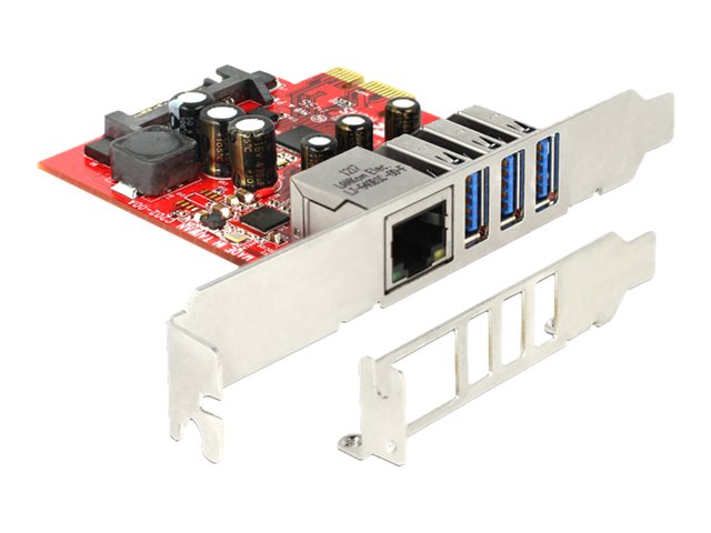 Delock PCI Express Card > 3 x external USB 3.0 + 1 x external Gigabit LAN - Netzwerk-/USB-Adapter - PCIe - USB 3.0 x 3 + 1000Base-T