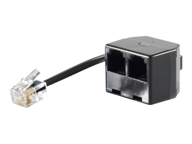 Helos - Telefon-Splitter - RJ-11 (M) zu RJ-11 (W) - 10 cm - Schwarz