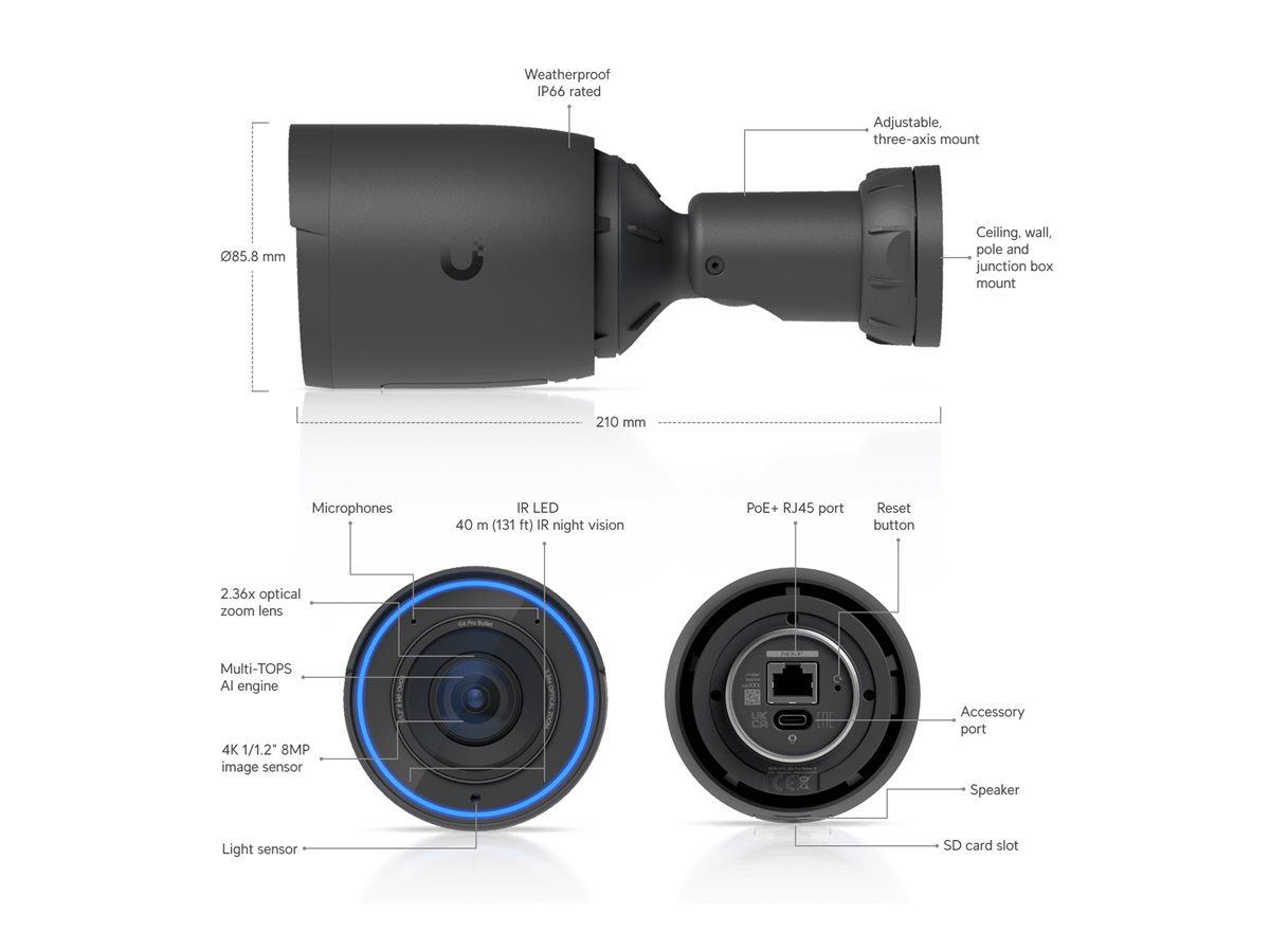 Ubiquiti IP-CAM G6 Pro Bullet PoE bl - Netzwerkkamera (UVC-G6-Pro-Bullet-B)