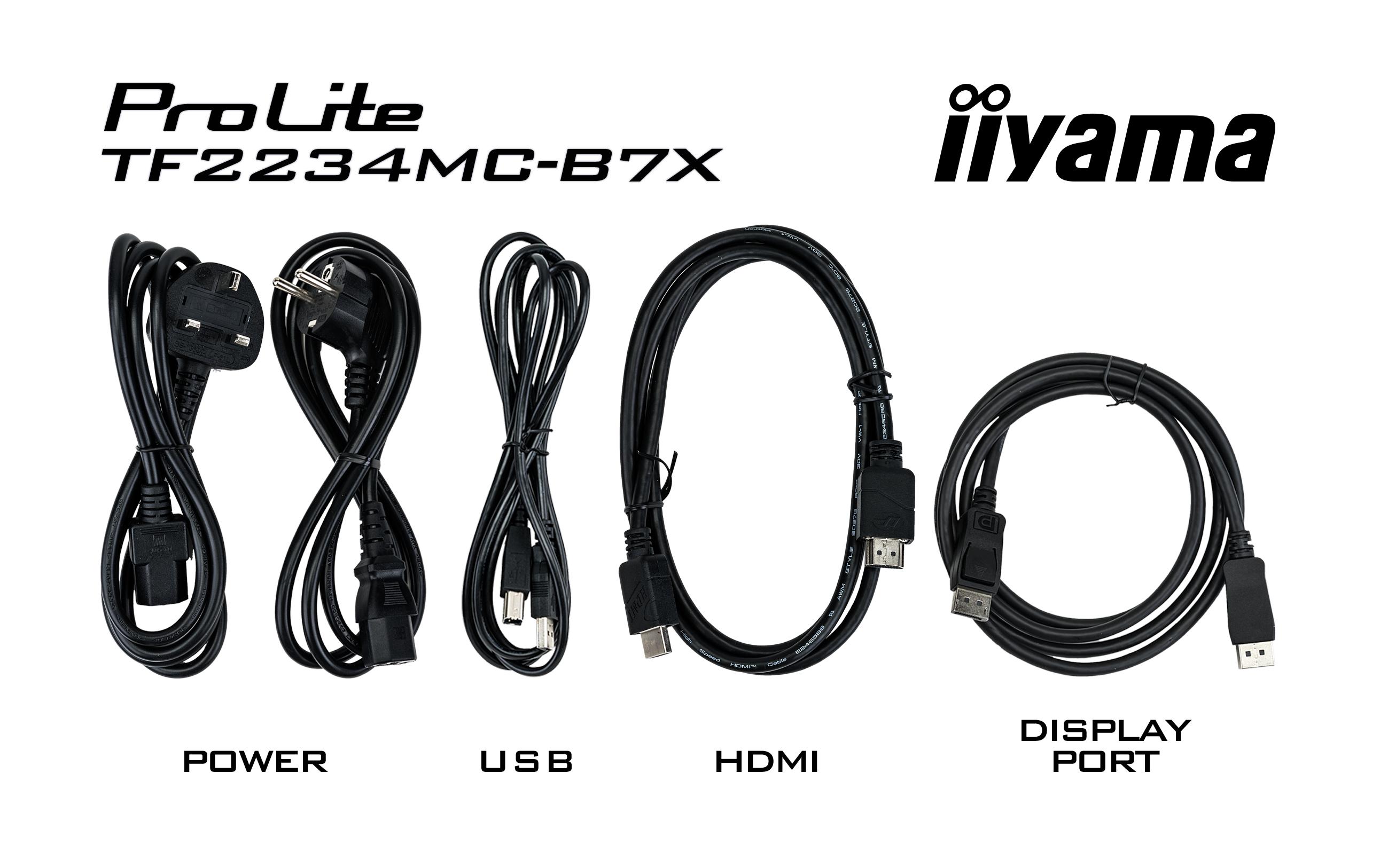 iiyama ProLite TF2234MC-B7X - LED-Monitor - 55.9 cm (22") (21.5" sichtbar) - offener Rahmen - Touchscreen - 1920 x 1080 Full HD (1080p) @ 60 Hz - IPS - 350 cd/m² - 1000:1 - 8 ms - HDMI, VGA, DisplayPort - Schwarz