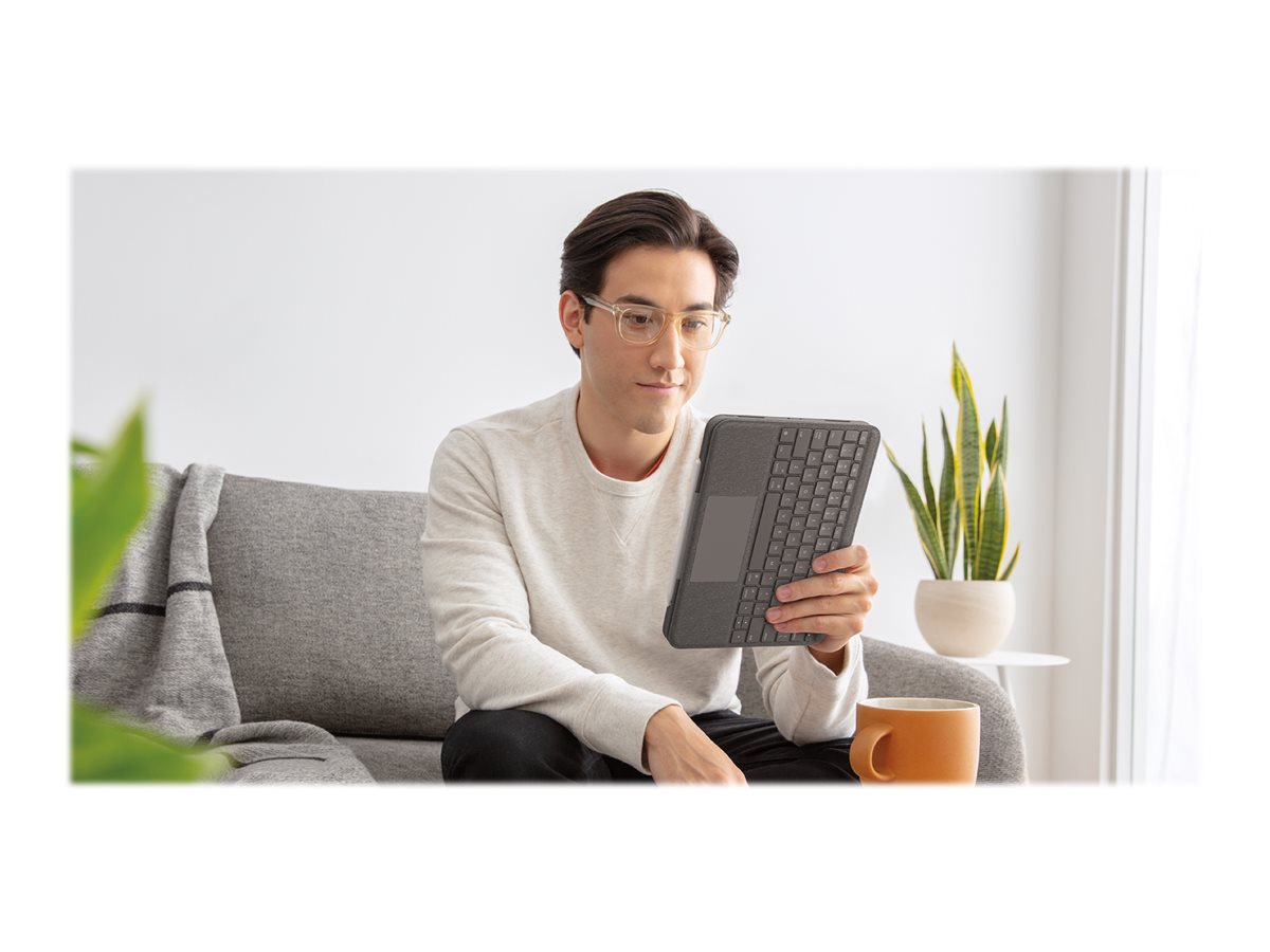 Logitech Folio Touch - Tastatur und Foliohülle - mit Trackpad - QWERTZ - Schweiz - Oxford Gray Eingabegerät