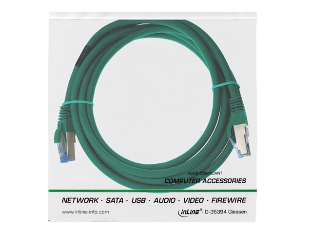InLine - Patch-Kabel - RJ-45 (M) zu RJ-45 (M) - 2 m - SFTP - CAT 6a - halogenfrei - grün